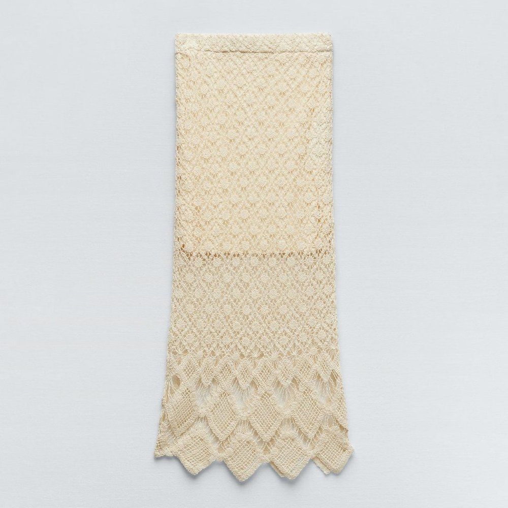 ZARA CROCHET STRAIGHT SKIRT ECRU - Picture 4 of 9